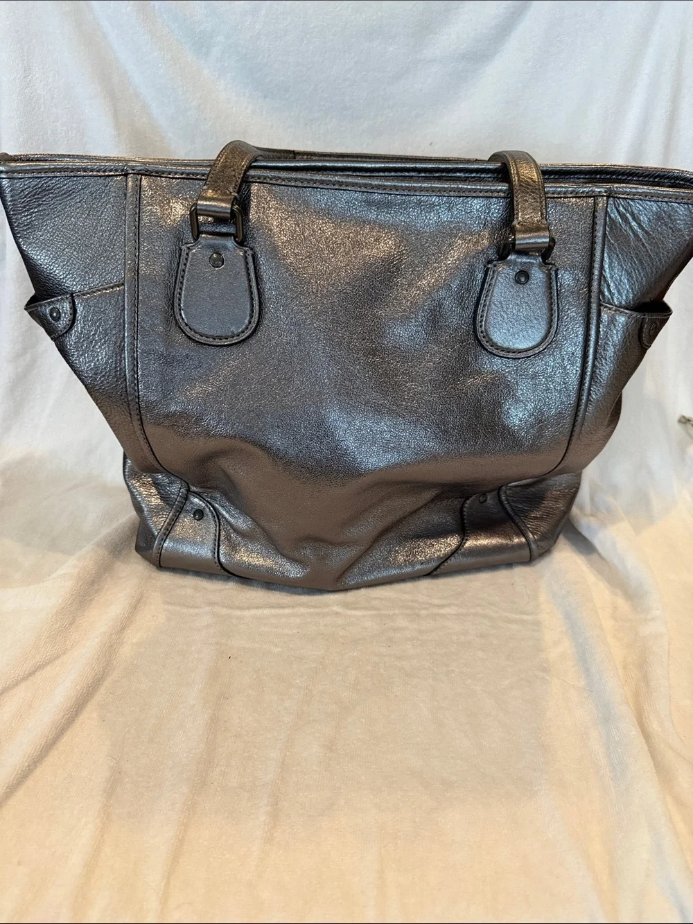 Coach Metallic Charcoal Leather Tote